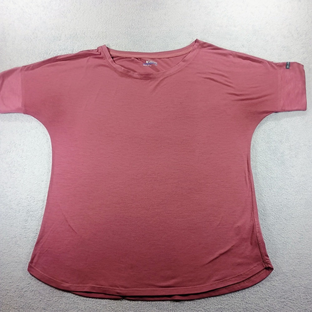 Columbia Womens Short Sleeve Top Mauve Pink S‎ Relaxed Fit Activewear